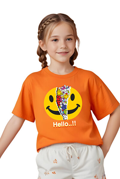 YA KO KİDS Tricou cu mânecă scurtă pentru fetiță cu imprimeu emoji