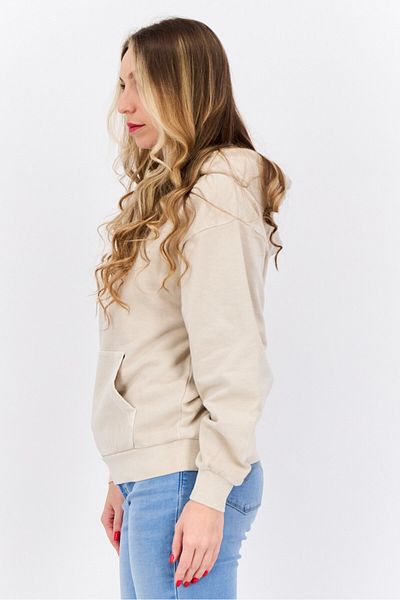 Lyle & Scott Women Hooded Embroidered Logo Long Sleeve Sweatshirt, Beige