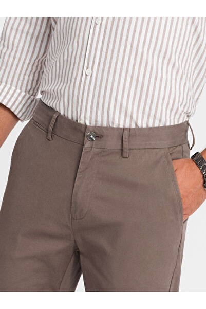 OMBRE Ανδρική στολή παντελόνι chino REGULAR FIT - καφέ V1 OM-PACP-0183 XL
