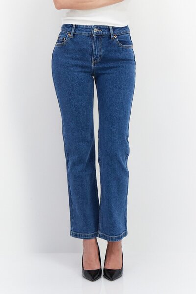 Don't Call Me Jennyfer بنطلون جينز نسائي بقصّة مستقيمة وقابل للتمدد، أزرق