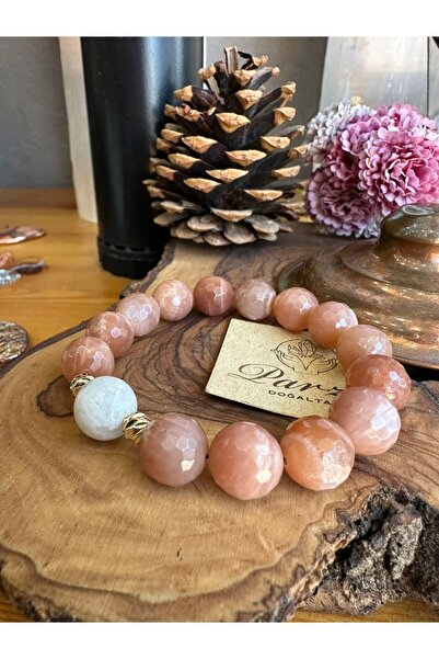 Sunstone and Moonstone Natural Stone Bracelet 12 mm
