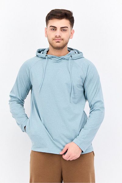 gaiam Men Slim Fit Long Sleeve Training Hoodies, Slate Green Heather
