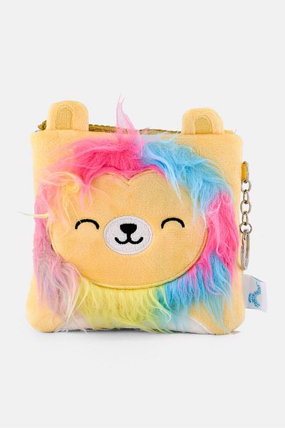 Squishmallows محفظة نقود معدنية من القطيفة ليونارد للبنات، مجموعة صفراء
