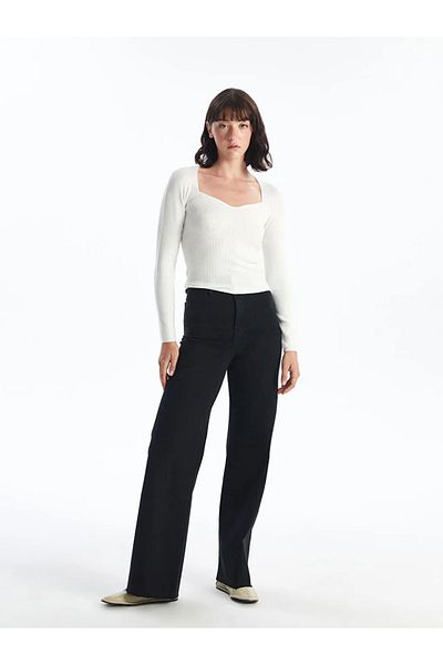LC Waikiki Pantaloni negri Wideleg pentru femei