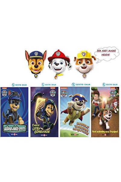 Beta Kids Yayınları Paw Petrol 1.Seviye Okuma Kitapları 4 adet -1 Adet Maske ...