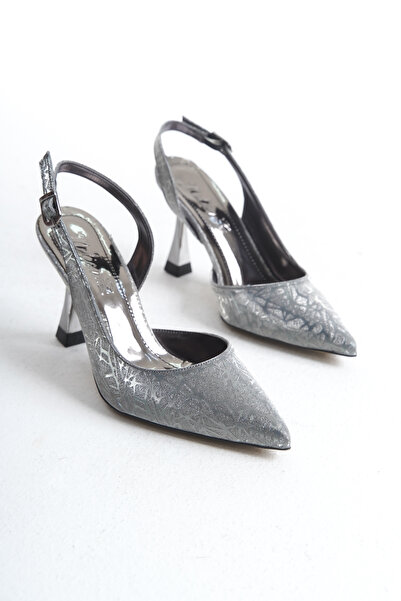 Moda Değirmeni Silver Women's Silvery Ankle Tie Stylish Evening Dress Classic in Md1708-119-0001