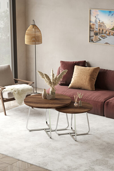 ED Efelez Design Orta Sehpa , Üsküp 2'li Orta Sehpa Takımı , Gümüş Metal - Ba...