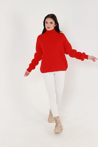 ALCHON Pulover cu gât rotic cu mâneci lungi cu bule de bază, elegant, de iarnă