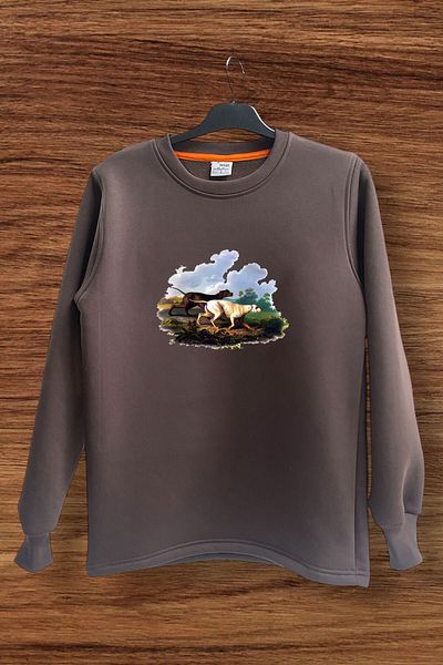 WİDİ Φούτερ Hunting Hunter Hunting Dogs με κανονική εφαρμογή 100% βαμβακερή λαιμόκοψη