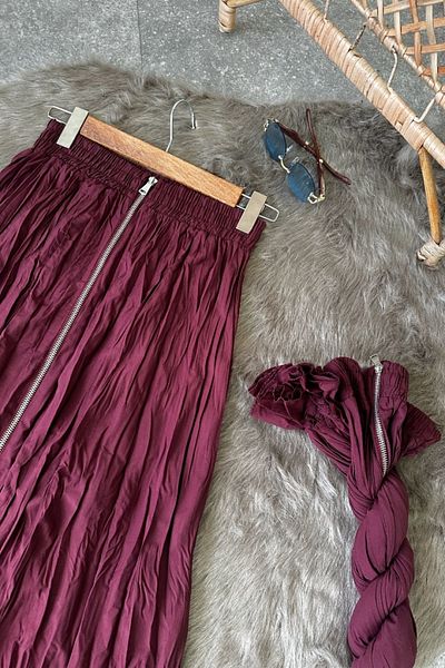 Poliyance Fusta cu fermoar Sara Burgundy