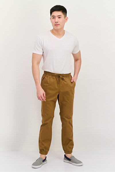 GAP Men Regular Fit Solid Jogger Pants, Brown