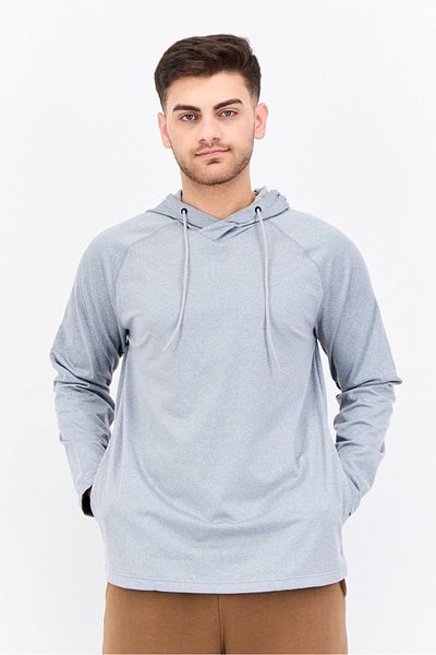 gaiam Men Slim Fit Long Sleeve Training Hoodies, Grey Heather