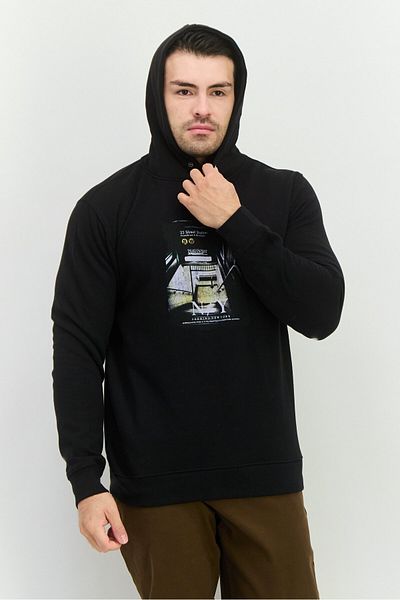 Sorbino Men Hooded Long Sleeves Graphic Print Sweatshirt, Black Combo