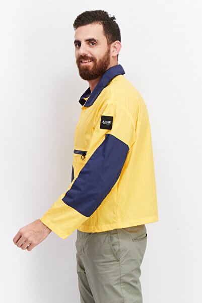 Aigle Men High Neck Long Sleeve Windbreaker Jacket, Yellow