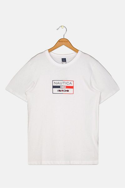Nautica Kids Boy Short Sleeve Brand Logo T Shirt, White