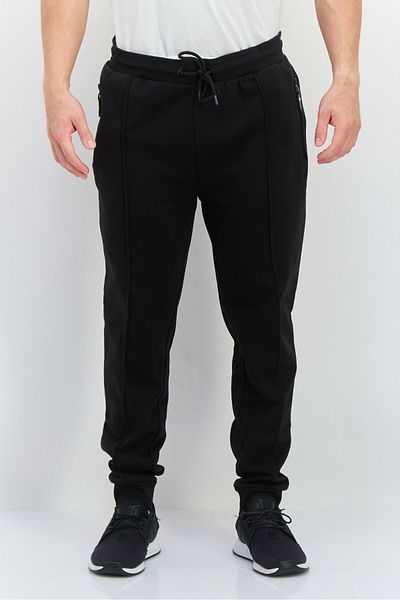 Threadbare Men Regular Fit Plain Jogger Pants, Black