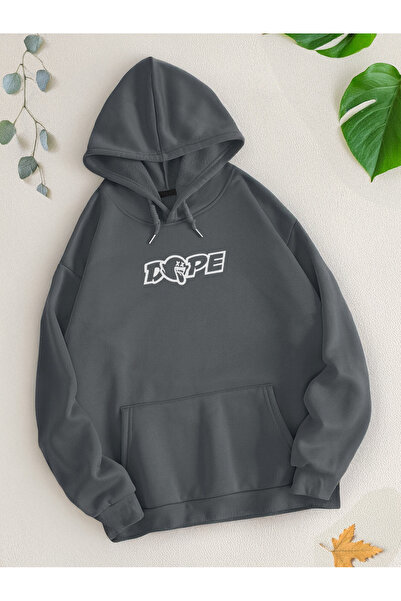 De Carte سويت شيرت بقلنسوة موسمي مطبوع بدون أكتاف للجنسين من DOPE