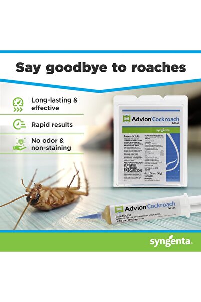 ADVİON Cockroach Gel Bait (4 TUBES X 30G) Indoor And Outdoor Use, Kills Major Cockroaches - Made In Usa