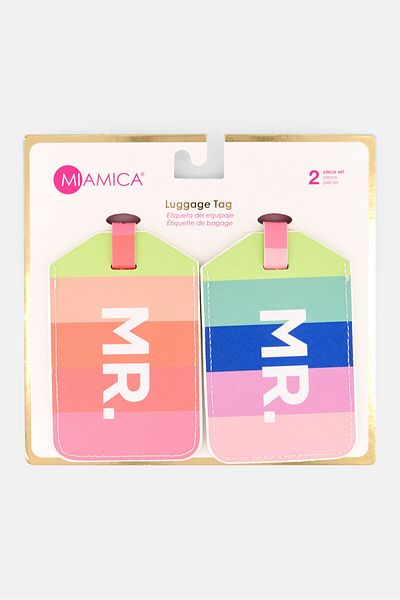 Miamica 2 Piece Colorblock Luggage Tag, Pink Combo