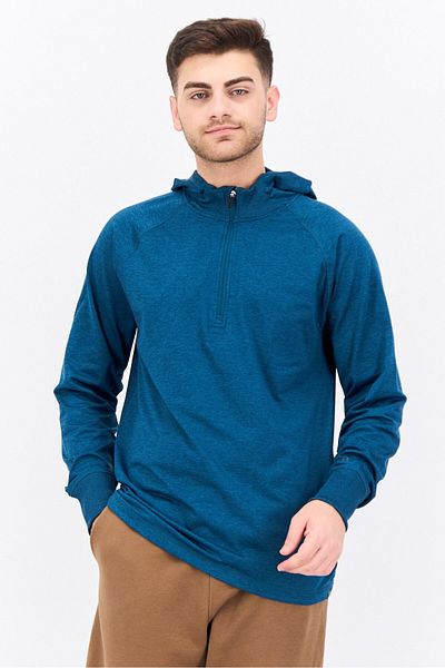 gaiam Men Slim Fit Long Sleeve Training Hoodies, Teal Green Heather