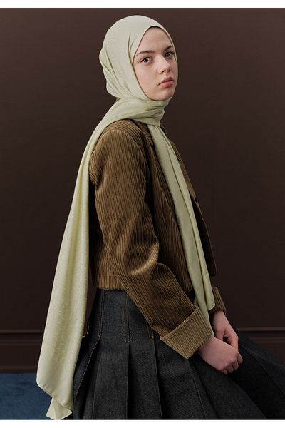 Fresh Soft Green Premium Wool Flat Shawl