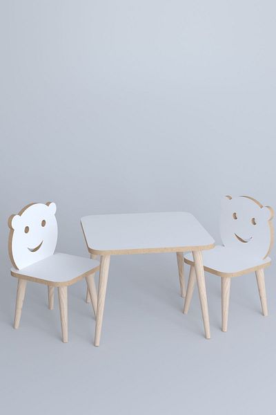 HOMS Set masa+ 2 scaune pentru copii Bambi Homs alb