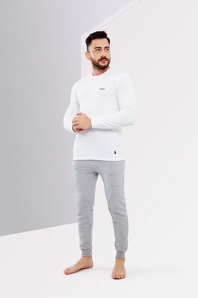 Polo Ralph Lauren Men Round Neck Brand Logo Long Sleeve Sleepwear, White
