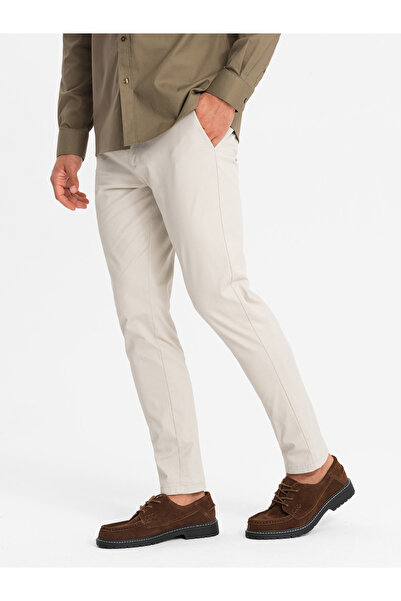 OMBRE Ανδρικό παντελόνι chino ομοιόμορφο REGULAR FIT - μπεζ V2 OM-PACP-0183 XL