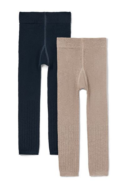 Tchibo Toddlers Kids Girl 2 Pieces Ribbed Pull On Leggings, Tan