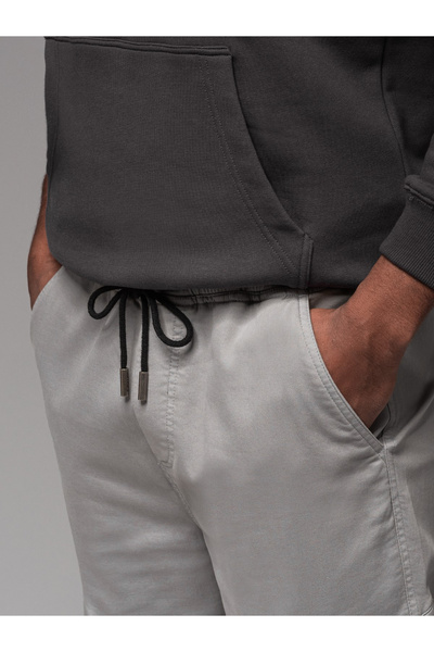 OMBRE Ανδρικά πλεκτά joggers με τσέπες φορτίου - ανοιχτό γκρι V4 OM-PAJO-0199 XXL