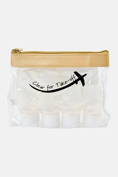 Miamica 4 Pcs Silicone Travel Bottle Set, Transparent
