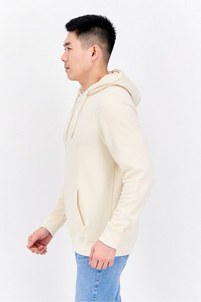 Threadbare Men Hooded Plain Long Sleeves Hoodies, Ivory