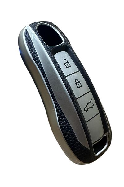 EBG İSTANBUL Porsche 3 Button High Quality Leather Control Case Black Silver Color