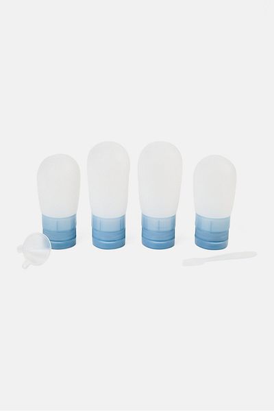 Miamica 4 Pieces Silicone Travel Bottle Set, Slate Blue