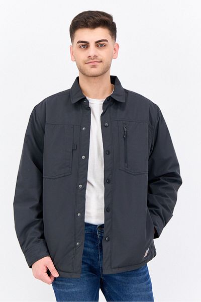 Free Country Men Brand Logo Jacket Shirt, Dark Grey