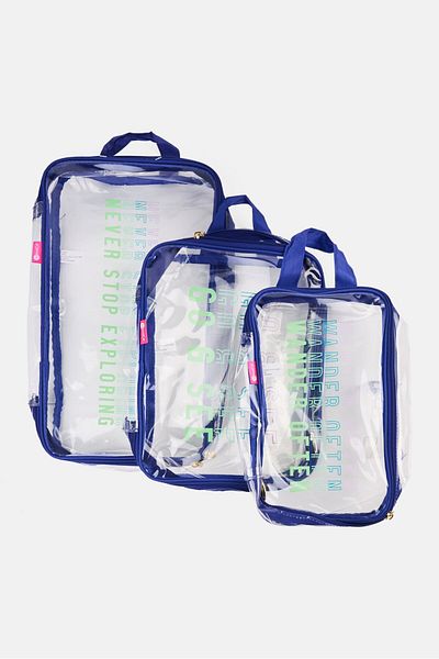 Miamica 3 Pcs Printed Packing Cubes 23 H X 41 L X 6 W Cm, Blue