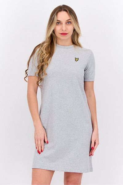 Lyle & Scott Women Embroidered Logo Mini Dress, Grey