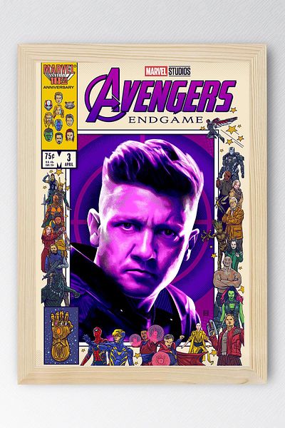 Saturn Hawkeye Framed Painting - Marvel Avengers Comic Book Cover Poster Painting