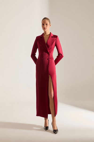 BETTY & SAM Roman Satin Dark Red Jacket Dress