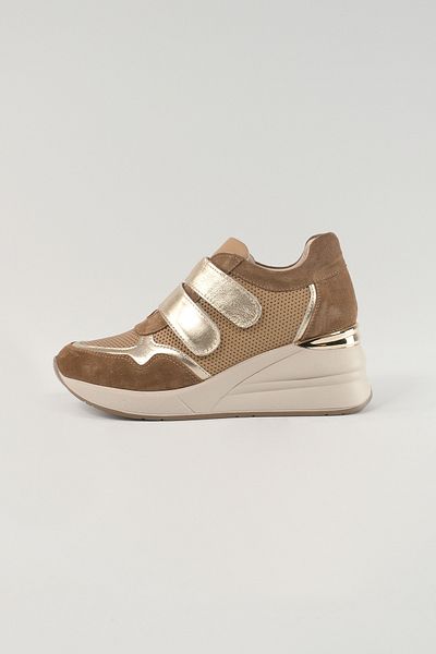Velune Alessandra Camel Color Genuine Leather Women's Sneakers - Casual and Sports Shoes 24222