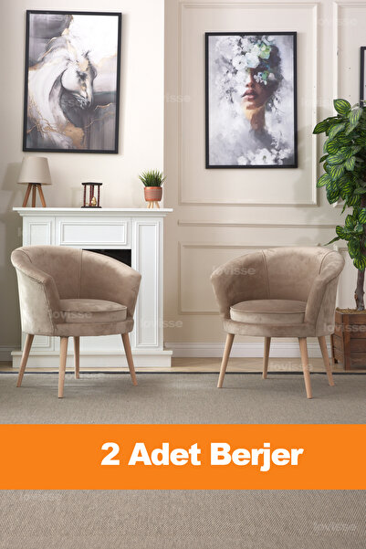 LOVİSSE HOME Milano Berjer Set - 2 Adet, Tekli Koltuk, Ofis, Balkon, Bekleme, Çay Seti, Lobi