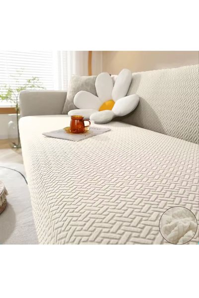 StarMall Jacquard Brick Pattern Seat Cover Sofa Bed Sofa Cover Elastic Non-Slip 3 Seater