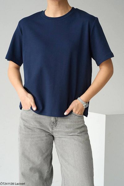 Askı Nişantaşı Γυναικείο μπλουζάκι Navy Blue Crew Neck Basic