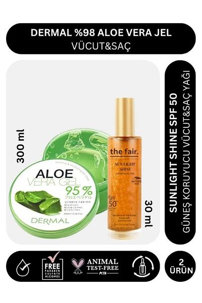 the fair. Shine Spf 50 /Pa - Sunscreen Body and Hair Oil 30 ml and Dermal Aloe Vera Gel 300 ml