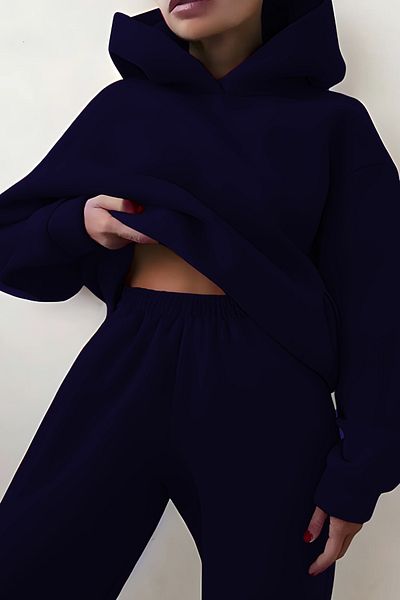 ruNadeS Women's 3 Thread Relaxed Fit Hooded Sweatpants Set with Elastic Legs - Casual