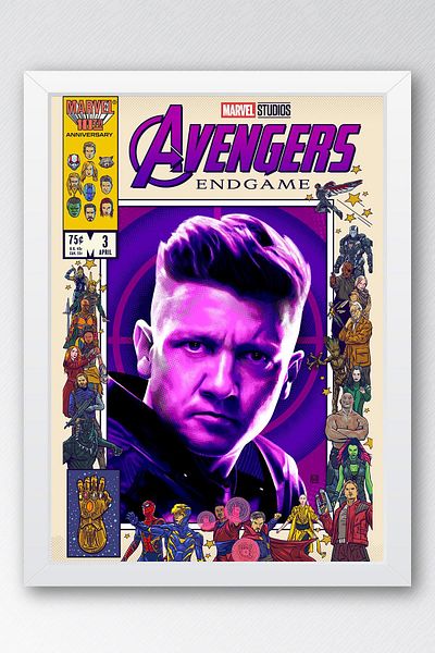 Saturn Pictură înrămată Hawkeye - Poster de copertă de benzi desenate Marvel Avengers