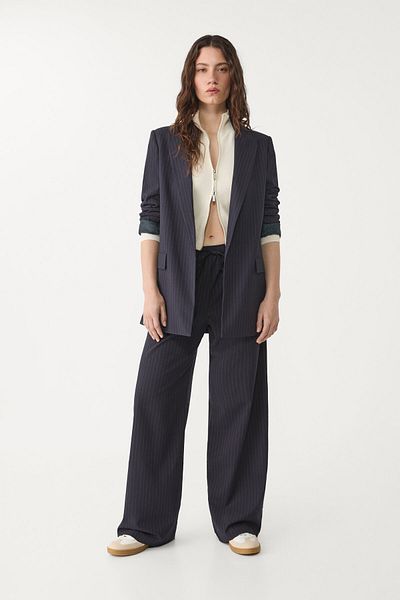 Stradivarius Flowing open striped blazer