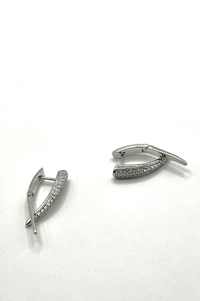 DEMOKAN Women's Earrings Imported Special Series Zircon Stone Cross V Model Tarnish Free Earrings