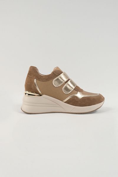 Velune Alessandra Camel Color Genuine Leather Women's Sneakers - Casual and Sports Shoes 24222
