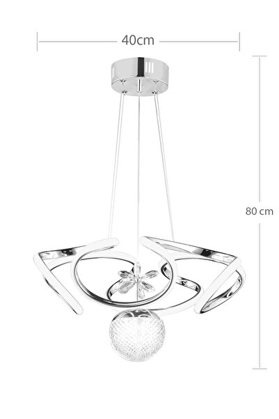 NZL Lighting Modern Kıvrımlı Tek Toplu Üç Renkli Krom Sarkıt Dron Ledli Avize Oturma Odası Sarkıt Avize ve Salon